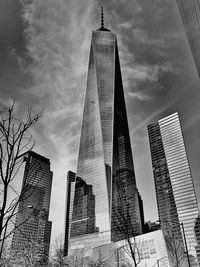 Low angle view of skyscrapers against sky