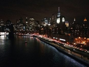 City lit up at night