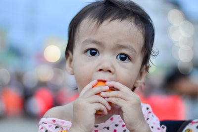 Close-up portrait of cute baby girl