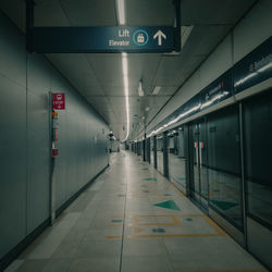 Illuminated corridor of subway