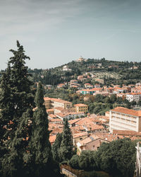 High angle view of townscape against sky