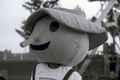 Close-up of man wearing mask