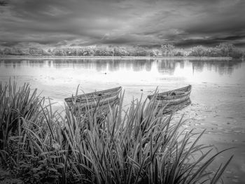 Scenic view of lake against sky