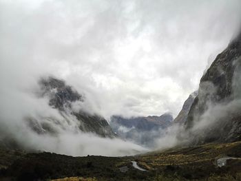 Scenic view of mountains against sky