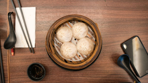 High angle view of food on table