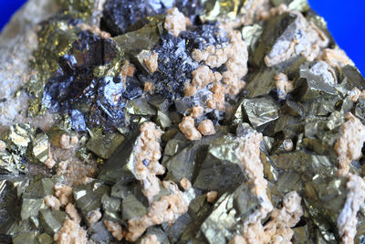 Close-up of rocks against blue background