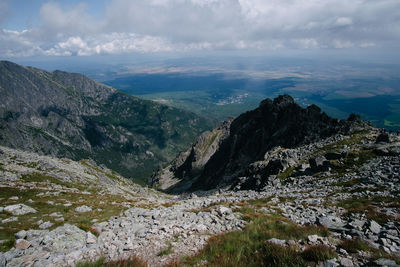 Scenic view of rocky mountains against sky