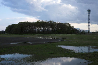 Scenic view of lake against sky