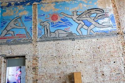 Low angle view of graffiti on wall