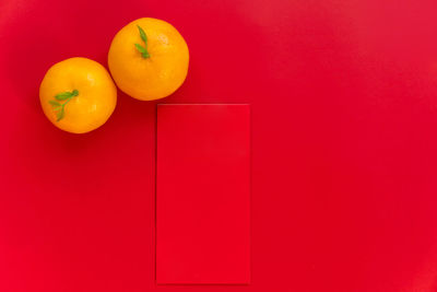 Directly above shot of orange fruits on table