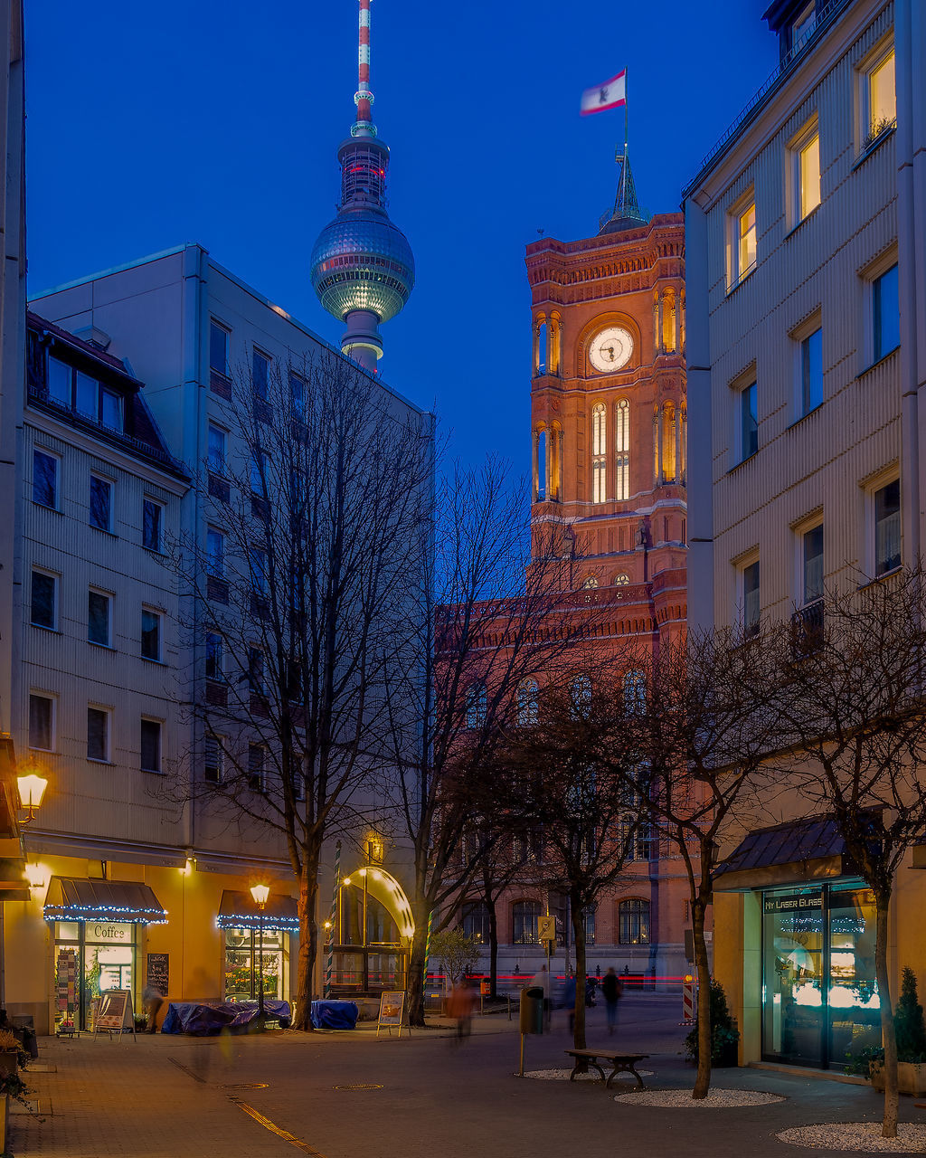 ILLUMINATED BUILDINGS AT NIGHT