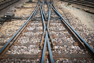 High angle view of railroad tracks