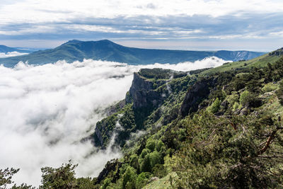 Scenic view of mountains against sky