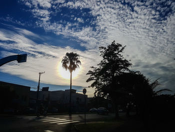 Low angle view of silhouette trees against sky