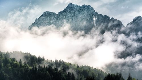 Low angle view of mountains against sky