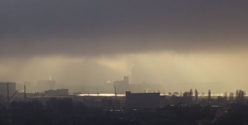 Cityscape in foggy weather
