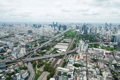 High angle view of cityscape against sky