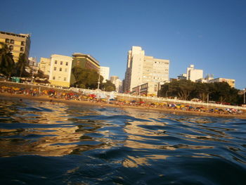 View of swimming pool in city