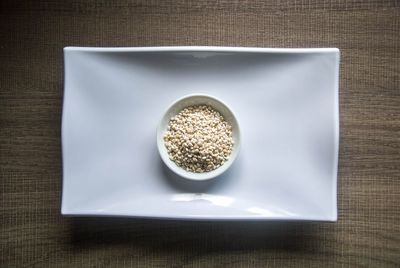 High angle view of bread in plate
