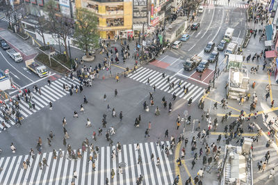 High angle view of traffic crossing street
