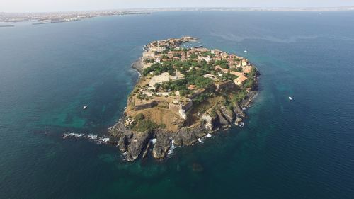 High angle view of sea against sky