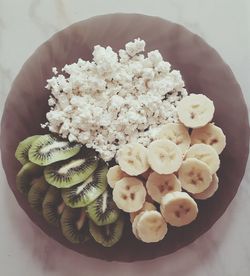 Directly above shot of fruits on cutting board