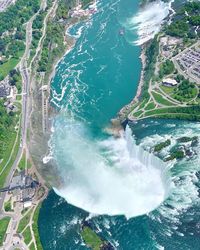High angle view of waterfall