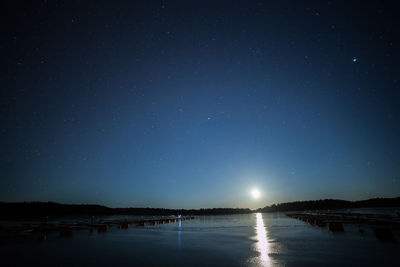 Scenic view of lake against sky at night