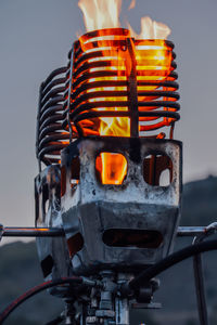 Close-up of illuminated tea light against sky crimea russia