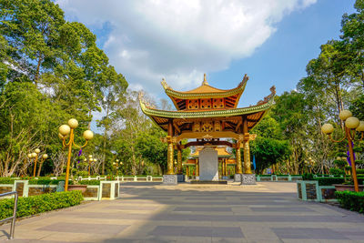 View of temple against cloudy sky