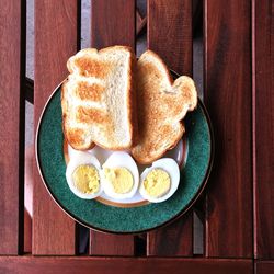 Directly above shot of breakfast served on table