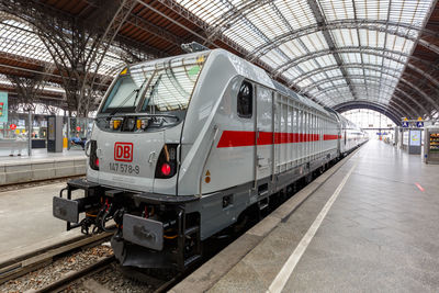 Train at railroad station platform