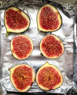 High angle view of fruits on table