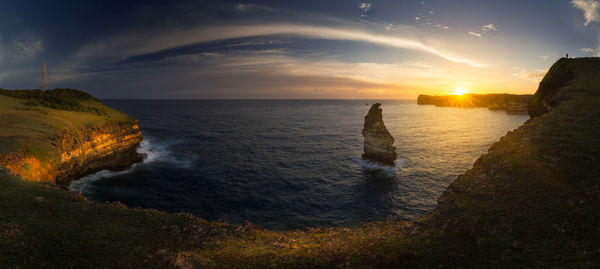 Scenic view of sea against sky during sunset