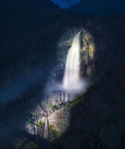 Scenic view of waterfall in forest