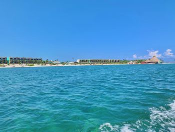 Scenic view of sea against clear sky