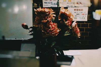 Close-up of rose bouquet in vase