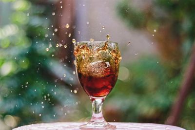 Close-up of drink in glass on table