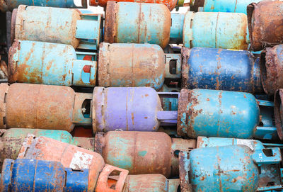 Full frame shot of old rusty stack