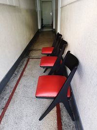 High angle view of empty seats in building