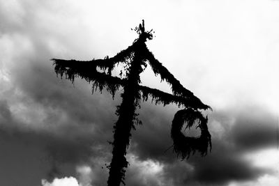 Low angle view of silhouette tree against sky at dusk