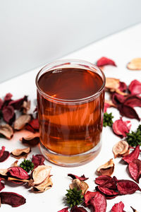 Close-up of drink in glass on table