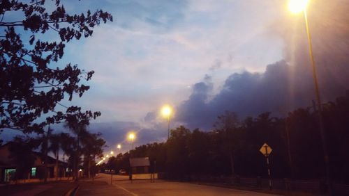 View of street lights at night