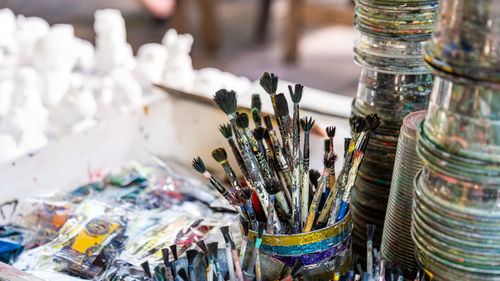 Close-up of paintbrushes