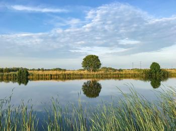 Scenic view of lake against sky