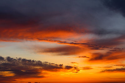 Low angle view of dramatic sky during sunset