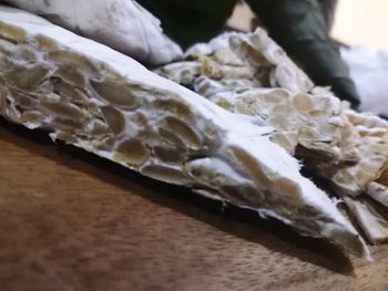 High angle view of ice cream on table
