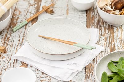 High angle view of bowl on table