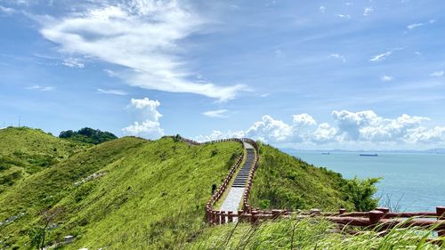 Scenic view of land against sky