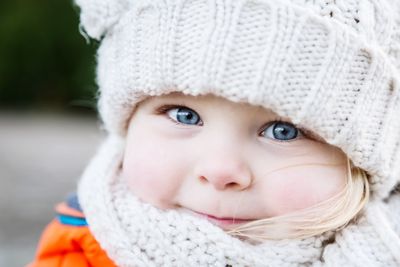 Close-up portrait of cute baby girl